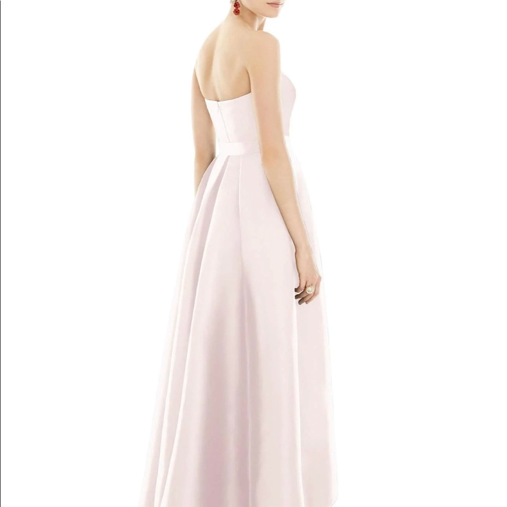Strapless Satin High Low Dress with Pockets for Petite women